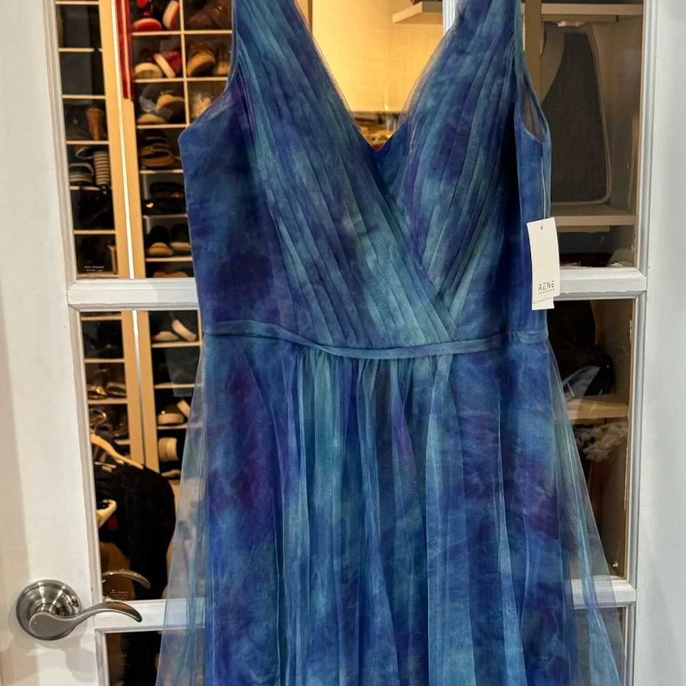 Rene Ruiz Blue Ombre Pleated Dress - Picture 3 of 6